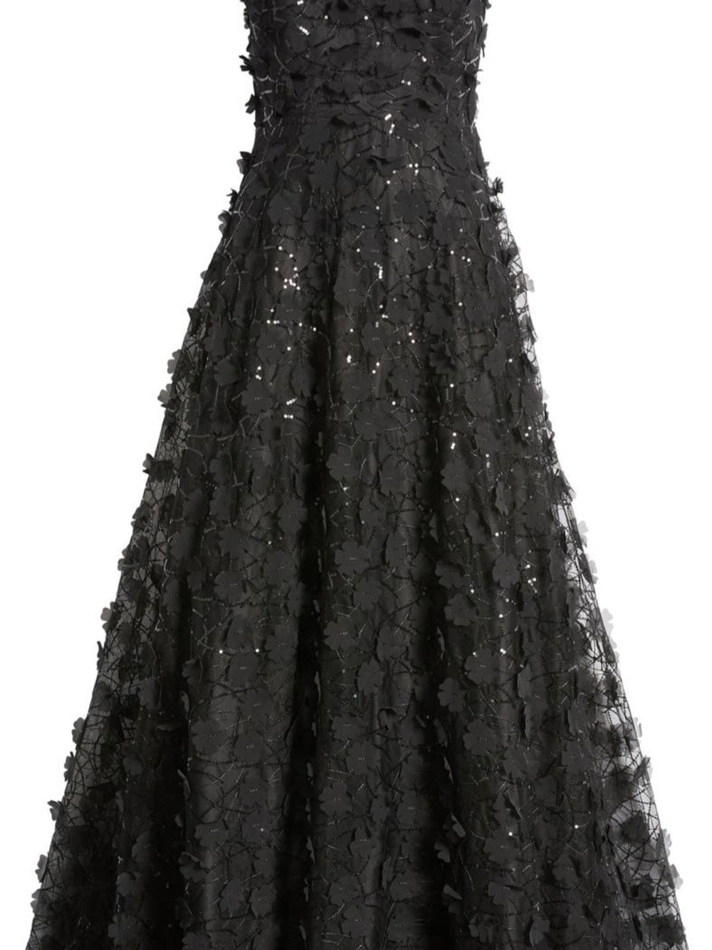 Eliza J Black Strapless Floral Appliqué Gown - Picture 3 of 6